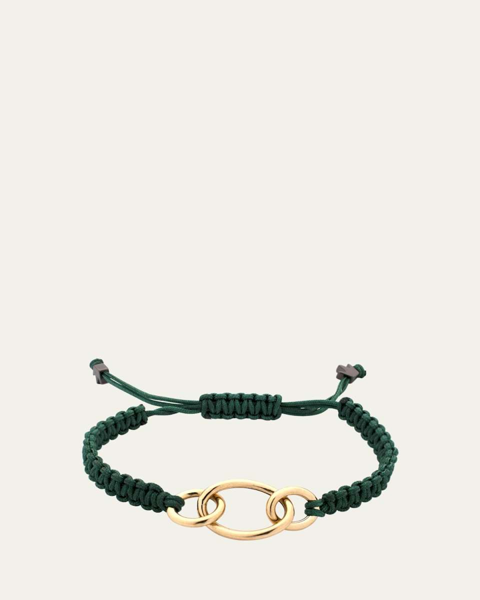 Nodi 18K Yellow Gold Triple Loop Macrame Bracelet, Dark Green